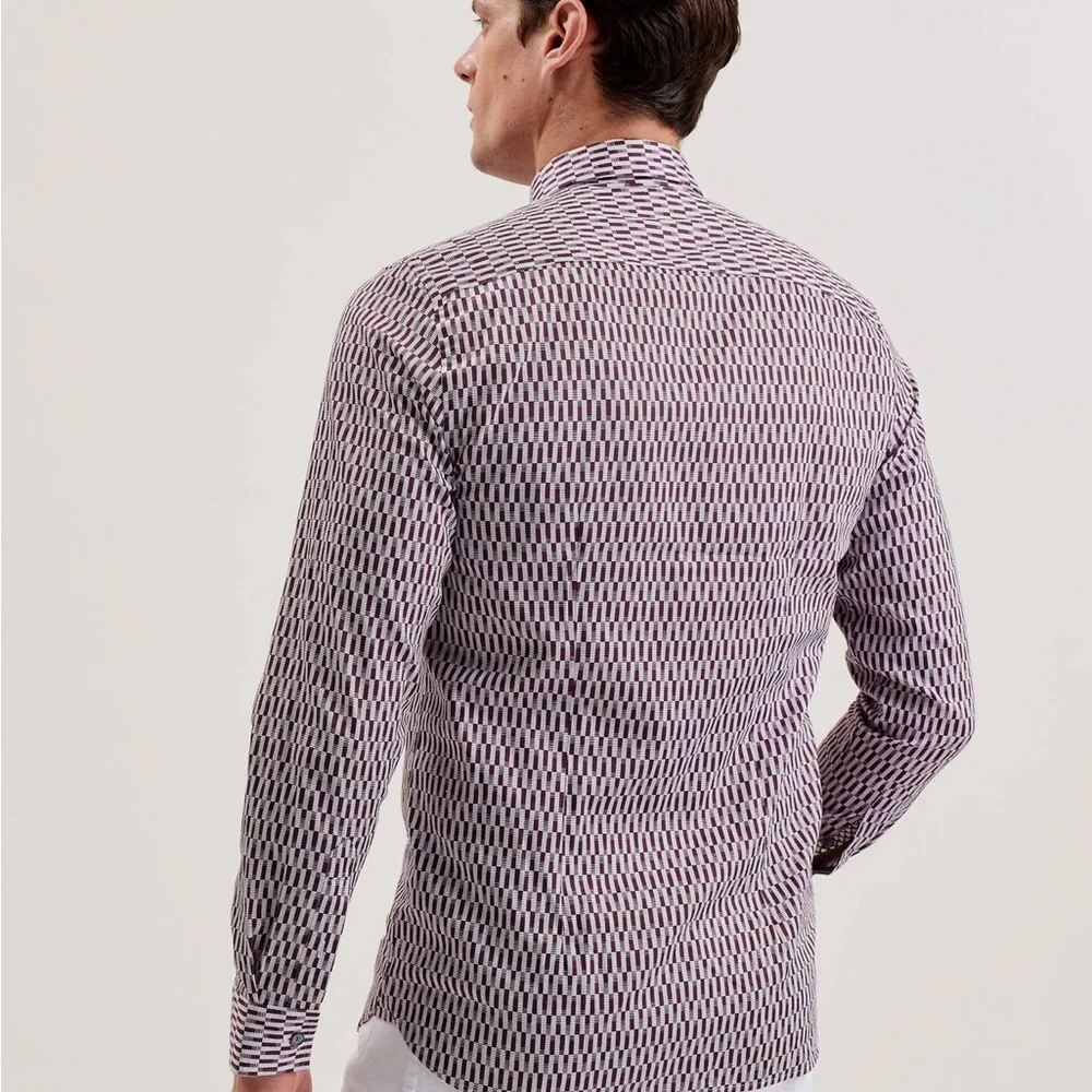 Ted Baker Men's Patterned Shirt - Black and White - Picture 3 of 7